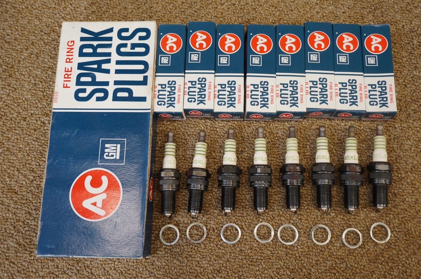 NOS AC Fire Ring 45XLS Spark Plugs Chevelle Nova El Camino 5612534