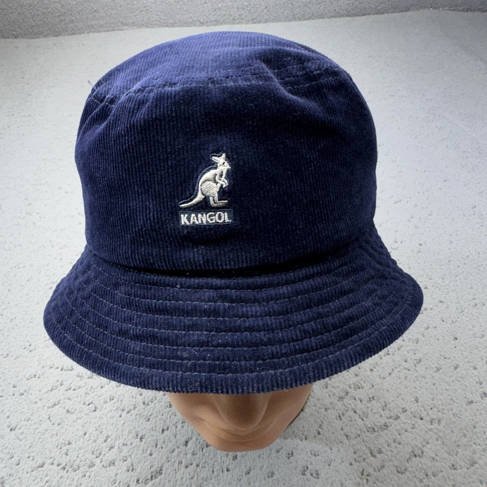 Kangol Cord Bucket Hat Mens Small Blue Corduroy Embroidered Kangaroo K4228HT