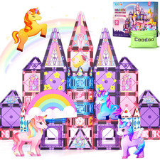 Magnetic Tiles Unicorn Toys for Girls Kids, Princess Blocks Castle