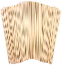 100 Wooden Sticks Round Dowels Natural 148mm X 2mm - Wood Dowel Rods - Craft - -