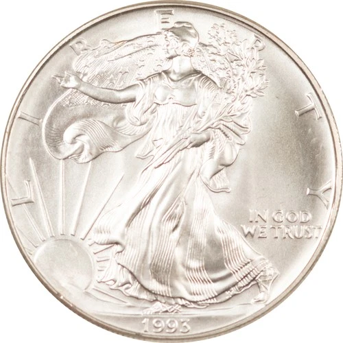 1993 $1 AMERICAN SILVER EAGLE, 1 OZ .999 - GEM BRILLIANT UNCIRCULATED!