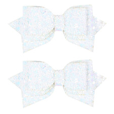 3" Glitter White Hair Bow Clips Sparkly Boutique Alligator Hair Pins Barrettes f
