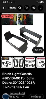 Brush Light Guards #BLV10400 For John Deere JD 1023 1025R 1026R 2025R Pair