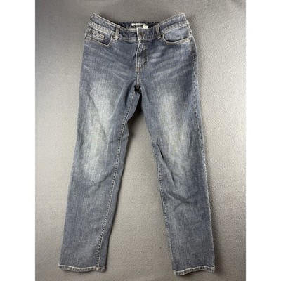 Chicos Platinum Denim Womens Jeans Size 2 Dark Wash Stretch Cotton Blend