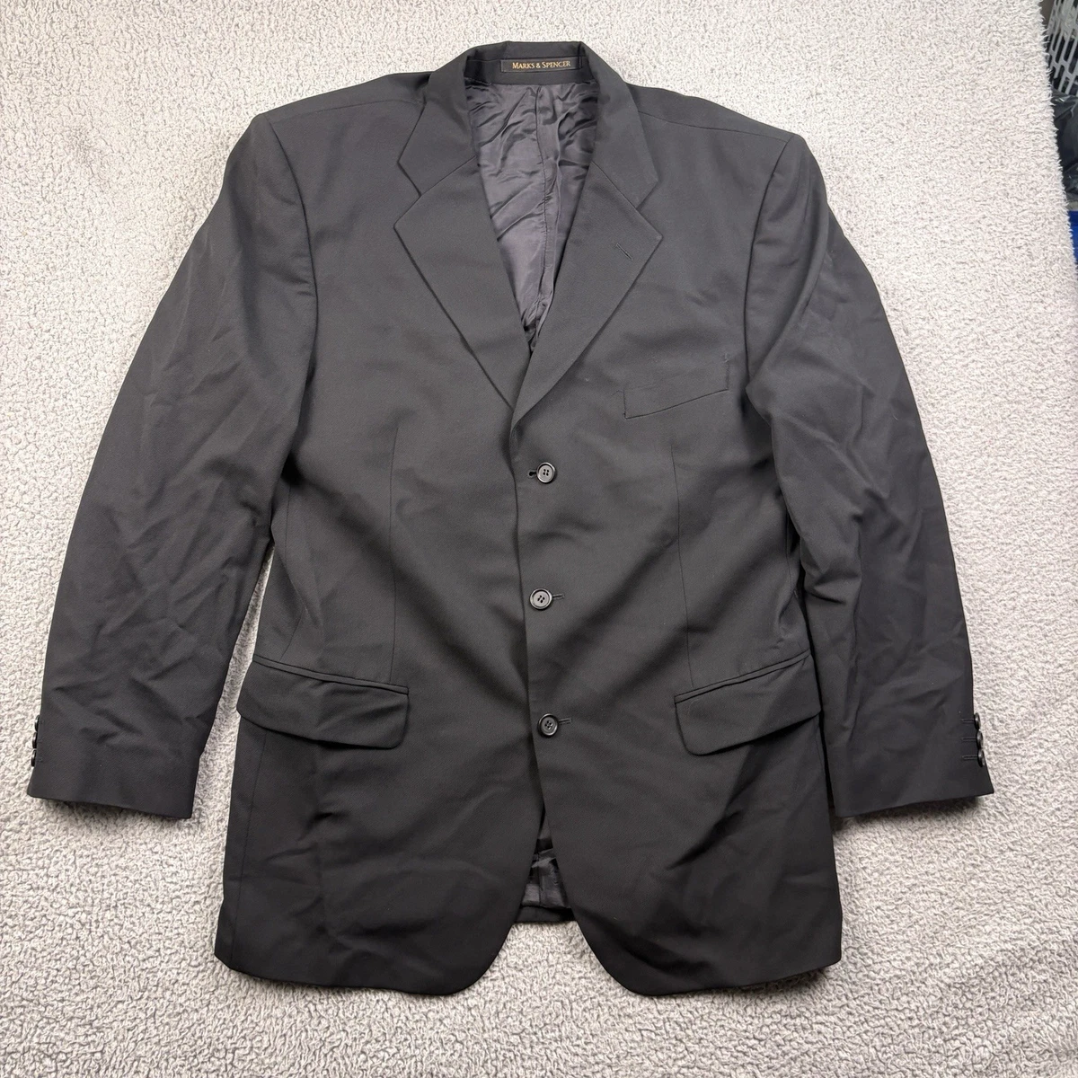 Blazer Homme Marks & Spencer Bleu à Carreaux - Taille 42 Courte, Slim, Laine