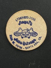 Santa Anna California Wooden Nickel Angel's Car Wash Vintage Token
