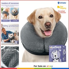 Inflatable Dog Cone Collar Alternative Soft Donut Recovery Collar Grey XXL