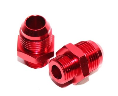 2pc RED Male Thread Straight Aluminum Fitting Adapter 10AN AN-10 to M18x1.5 NPT