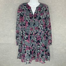 LOFT Dress Sz Petite L Spring Bloom Floral Tiered A-Line Flowy Casual Party