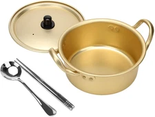 Korean Ramen Cooking Pot,  Korean Ramen Noodle Pot with Lid, Spoon and Chopstick