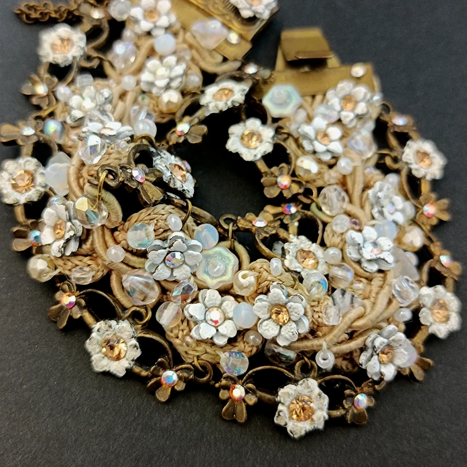 Michal Negrin Wide Bracelet White Shabby Chic Boho Bride Romantic Fairytale Lace - Image 2 of 4