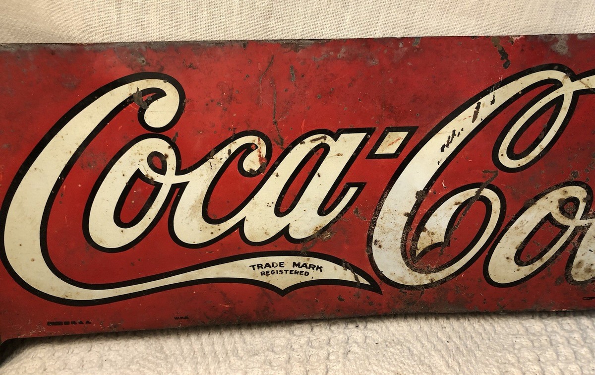 Rare Original 1927 Coca Cola Arrow Tin Sign Dated 1927 WFR Made In