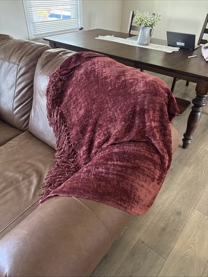 Burgandy Throw 100% Rayon Decorative Fringe On Both Ends 56x42