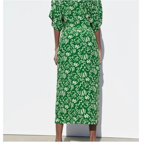 Zara Dress Womens sz M Medium Elora Green Maxi Short Sleeve NWT! - Picture 2 of 9
