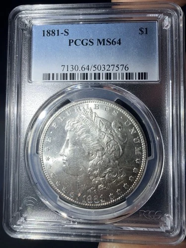 1881-S Morgan Silver Dollar PCGS Graded MS64 Brilliant White Luster!