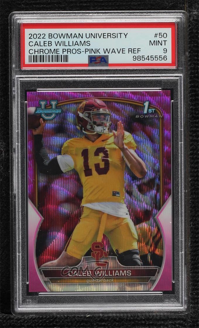 2022 Bowman U Chrome Pink Wave Refractor /125 Caleb Williams #50 PSA 9 MINT 02d2