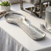 Dekoschale LöFfelform Aus Aluminium, Silbern Matt, L.60 Cm