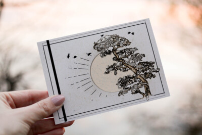 Bonsai Grußkarte | Soft-Touch Feel | gefaltet A6 mit Umschlag