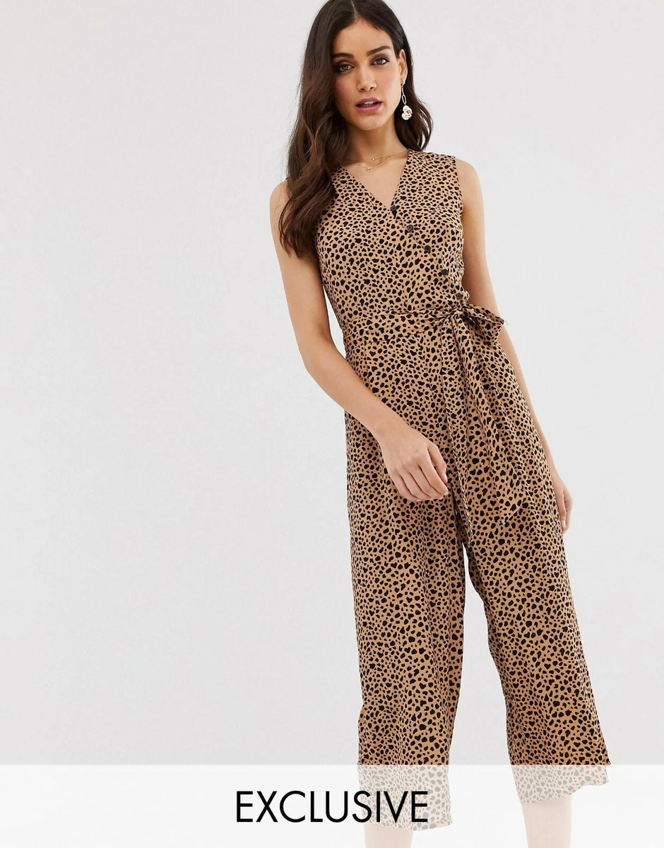 NEW WAREHOUSE ANIMAL PRINT WIDE LEG CULOTTE JUMPSUIT PARTY SUMMER LOOK UK 8  10 | eBay