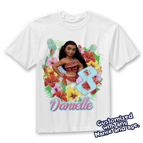 Camisa de cumpleaños Moana, personalizado Moana y edad camisa de cumpleaños, fiesta Moana Maui | eBay