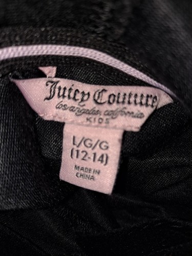 Juicy Couture Kids Hoodie Plush Velour Sweatshirt Sz Large 12/14 Spell Out Logo - Picture 4 of 4