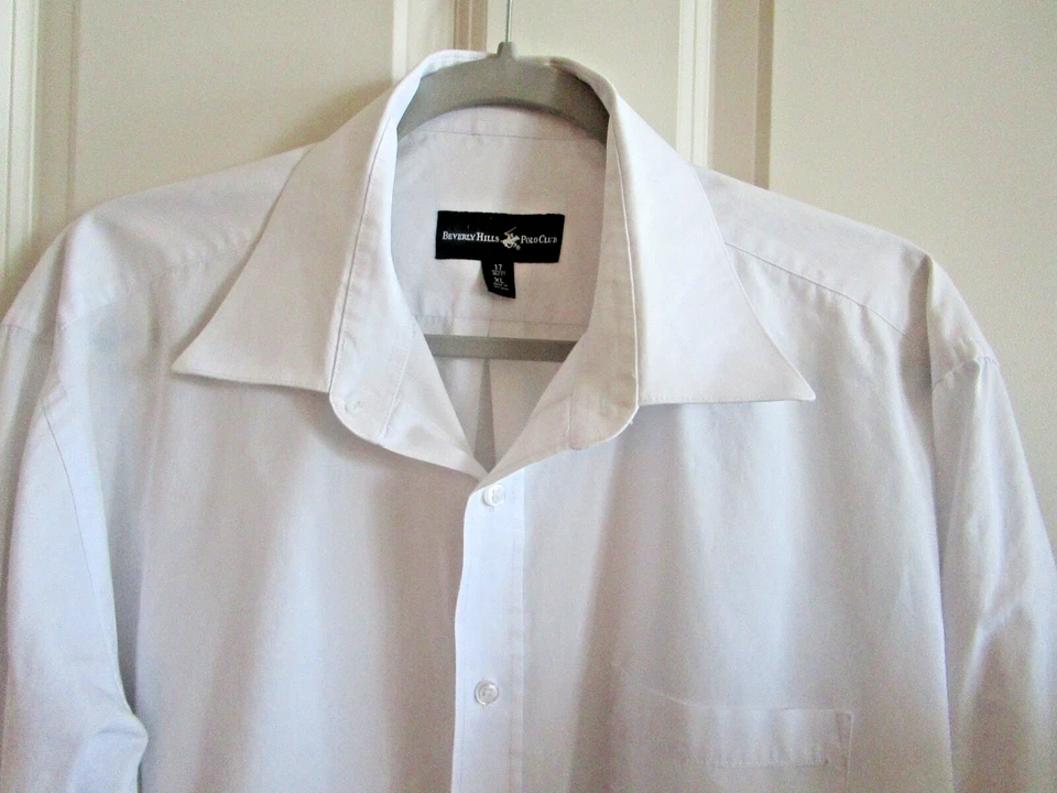 Camisa de vestir de manga larga Beverly Hills Polo Club para hombre talla XL blanca con botones Foto 4 de 4
