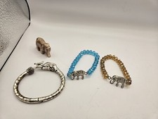 Elephant Hinged Bracelet And Other Bracelets Plus Stone Elephant Used Condition