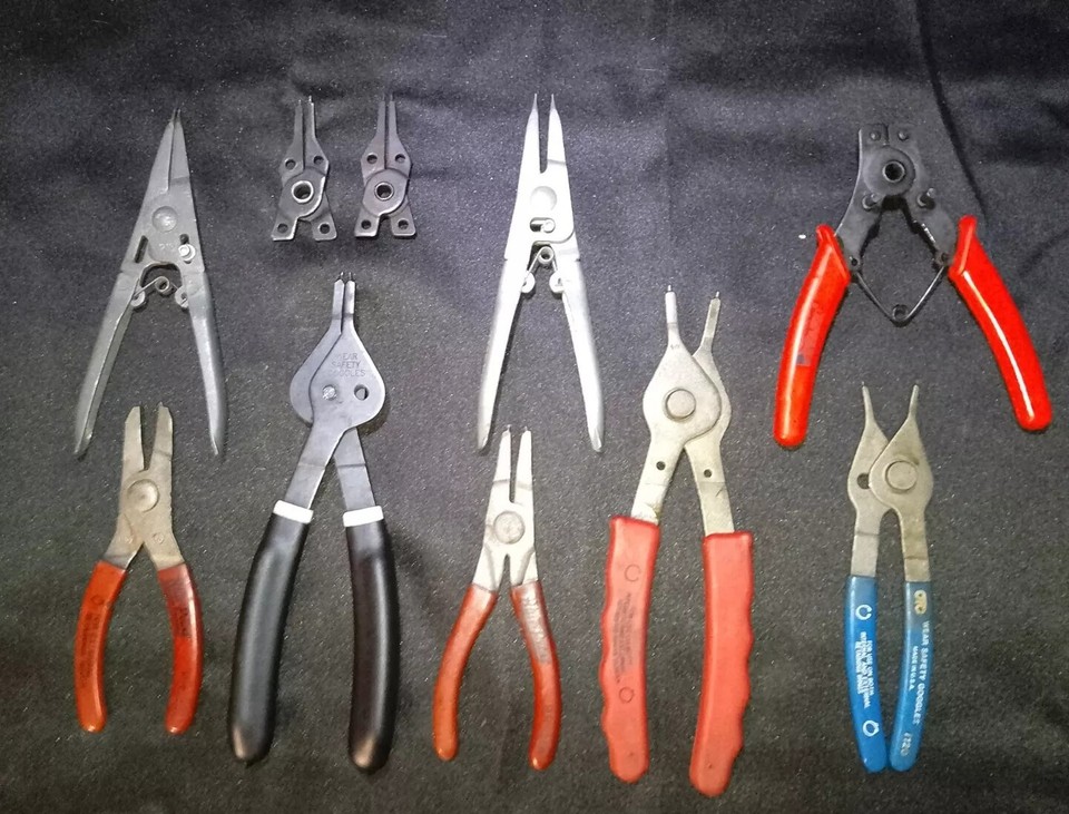 Lot of 8 + 2 Attachments Husky, Pittsburgh, Retaining Snap Ring Pliers