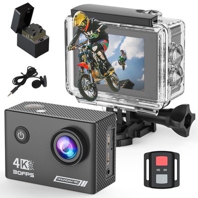 4K 30fps Action Camera - 131ft/40m Waterproof Underwater Camera EIS, WiFi Spo...