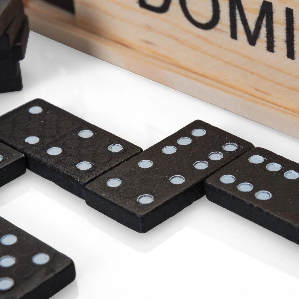5 x Wooden Boxed Dominoes Sets - Toy Traditional Classic Kids Fun Black - Image 3 of 4