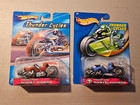 LOT OF 2 HOT WHEELS THUNDER CYCLES MOTORCYCLES WITH RIDERS BOTH HOODLUM DIFF NIP