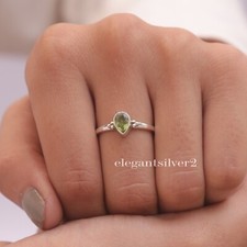 Peridot Ring 925 Sterling Silver August Birthstone Ring Faceted Gemstone Ring