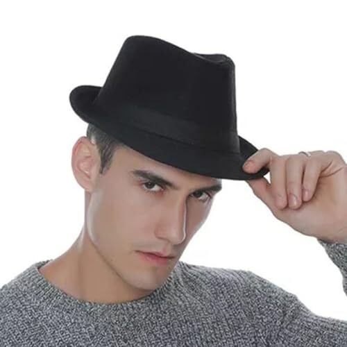 Vintage 1920s Black Fedora Hat for Men and Women One Size-image