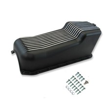 Black 1955-79 Small Block Chevy 265 283 305 350 400 Finned Aluminum Oil Pan Sbc