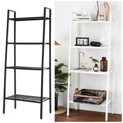 4 Tiers Metal Standing Rack Leaning Ladder Shelf Unit Bookcase Display Storage Ebay