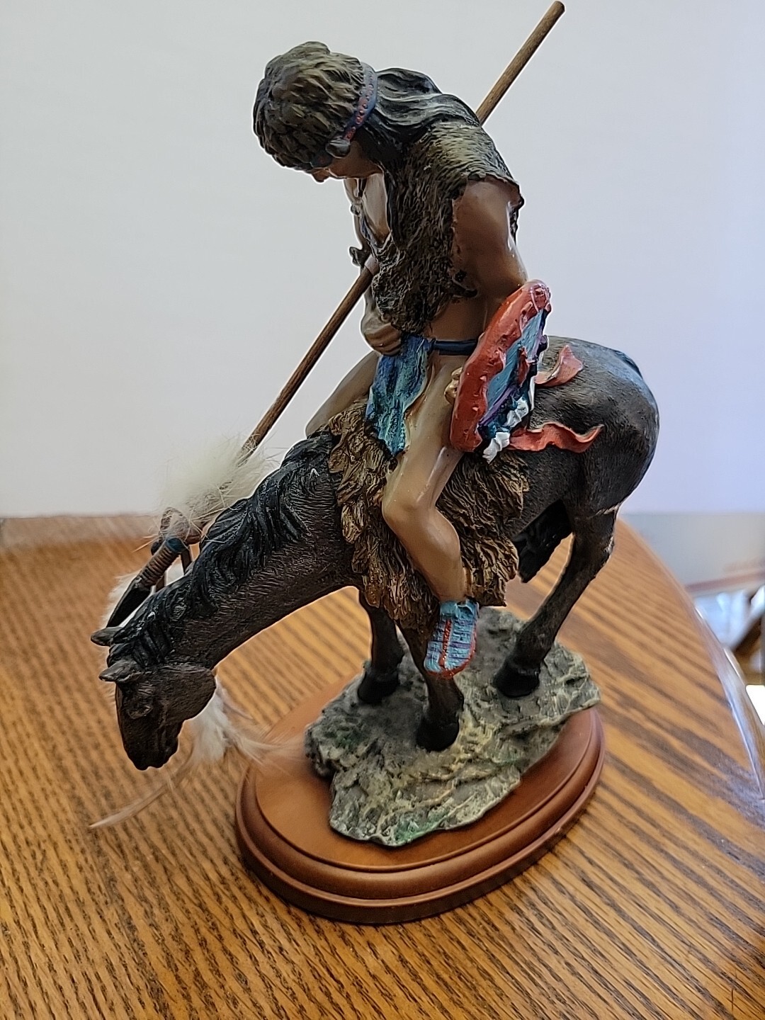 Native  American Riding Horse Spear with Feathers Warrior 10"