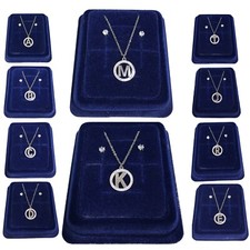 Collana Orecchini Punto Luce Lettera Iniziale Nome Girocollo Uomo Donna Acciaio