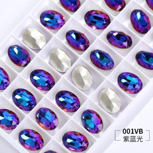 Estrás de vidrio de alta calidad K9 cuentas facetadas color ovalado joyas - Imagen 26 de 28