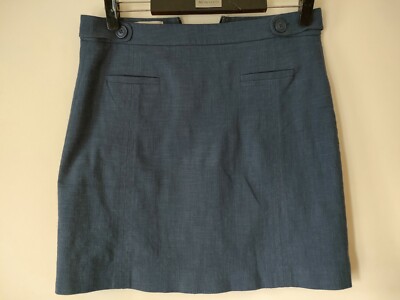 HOBBS Cotton/ Linen/ Viscose Blend Navy Blue A-line Skirt Size 12 UK
