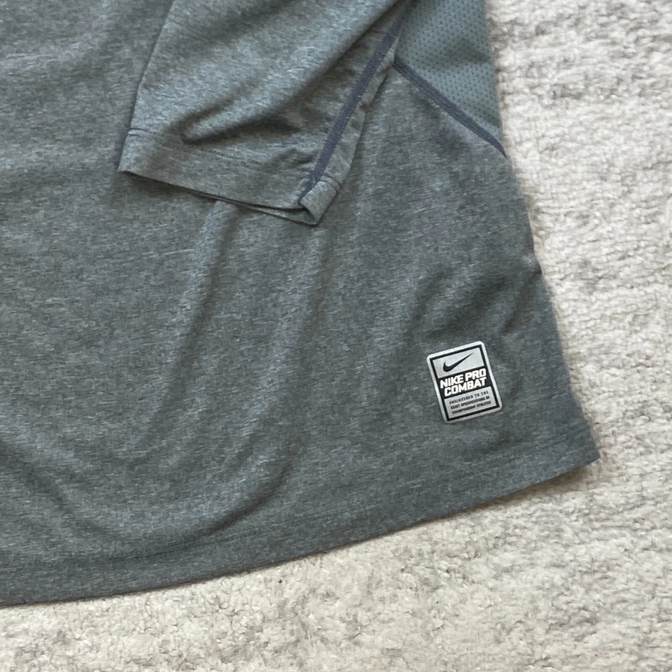 Camisa de Combate Nike Pro Pequeña Gris Compresión Rendimiento Swoosh Drifit Prep Para Hombres Foto 2 de 4