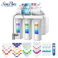 Simpure 6 Stage Alkaline Under Sink Reverse Osmosis Water Filter System Drinking