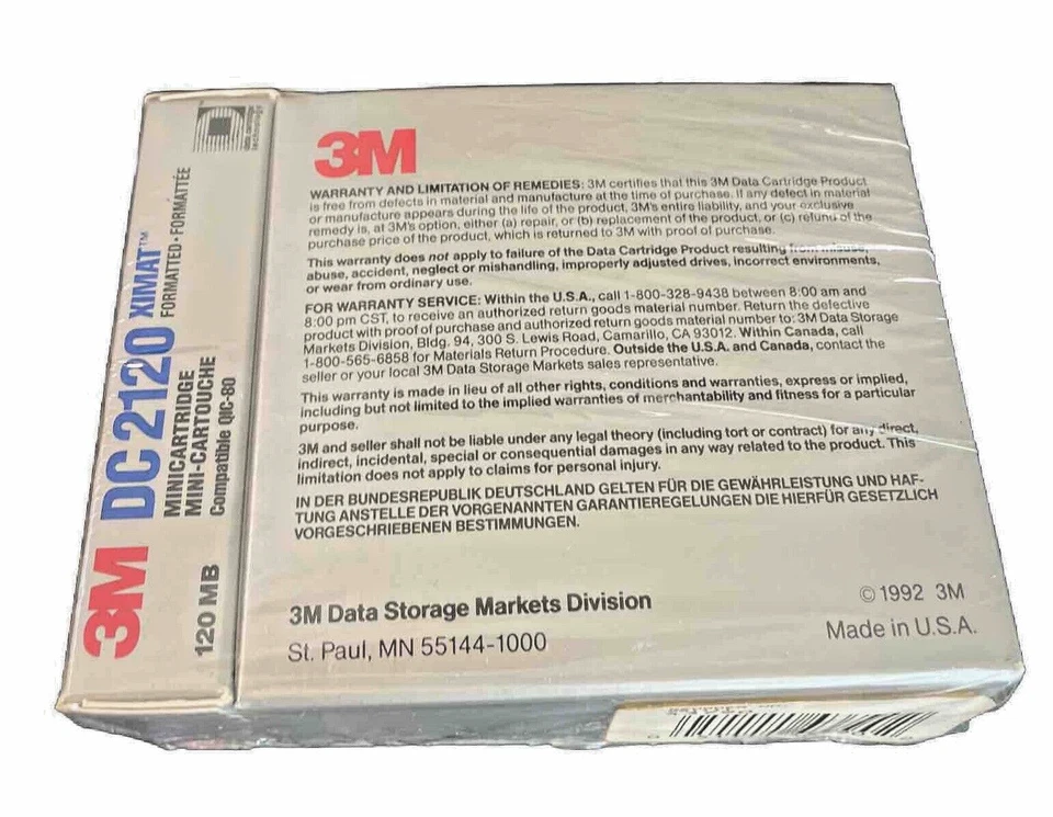Mini cintas de cartucho de datos 3M DC2120 mini cintas de datos caja de 6 - 120 MB selladas LEER Foto 4 de 4