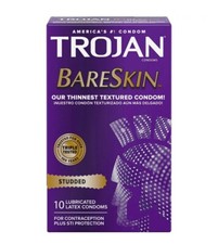 Trojan Studded Bareskin Lubricated Condoms - 10 Count