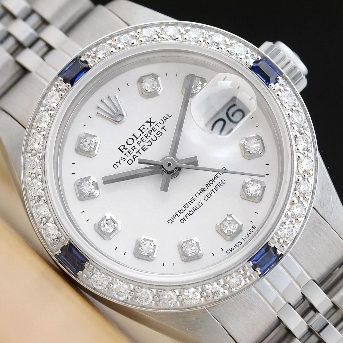 18K White and Rose Gold Jewelry Watch with Sapphires and Diamonds