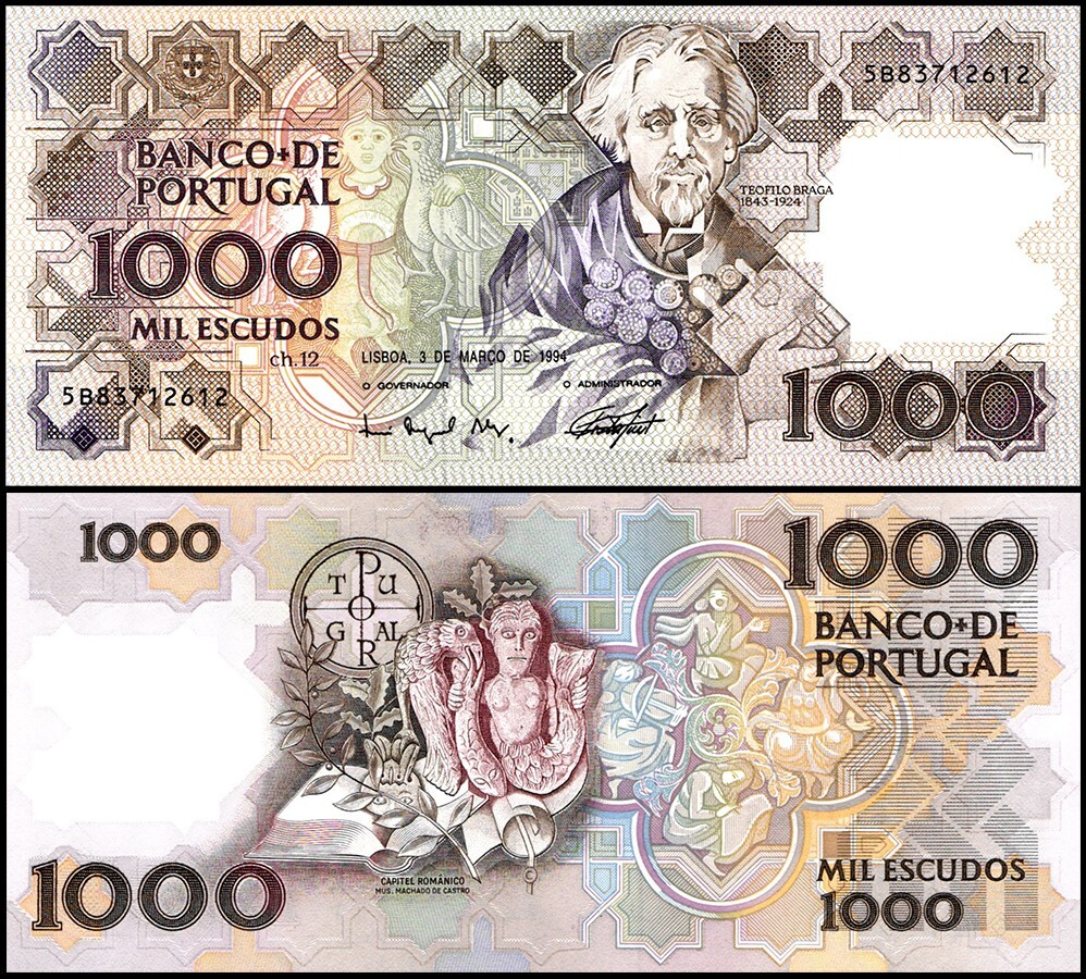 ◆ポルトガル 旧エスクード紙幣 1000 escudos◆ Portugal 1000 Escudos, 1994, P-181k.6, UNC | eBay