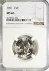 1951 Washington Quarter NGC MS 66 #GA6-03