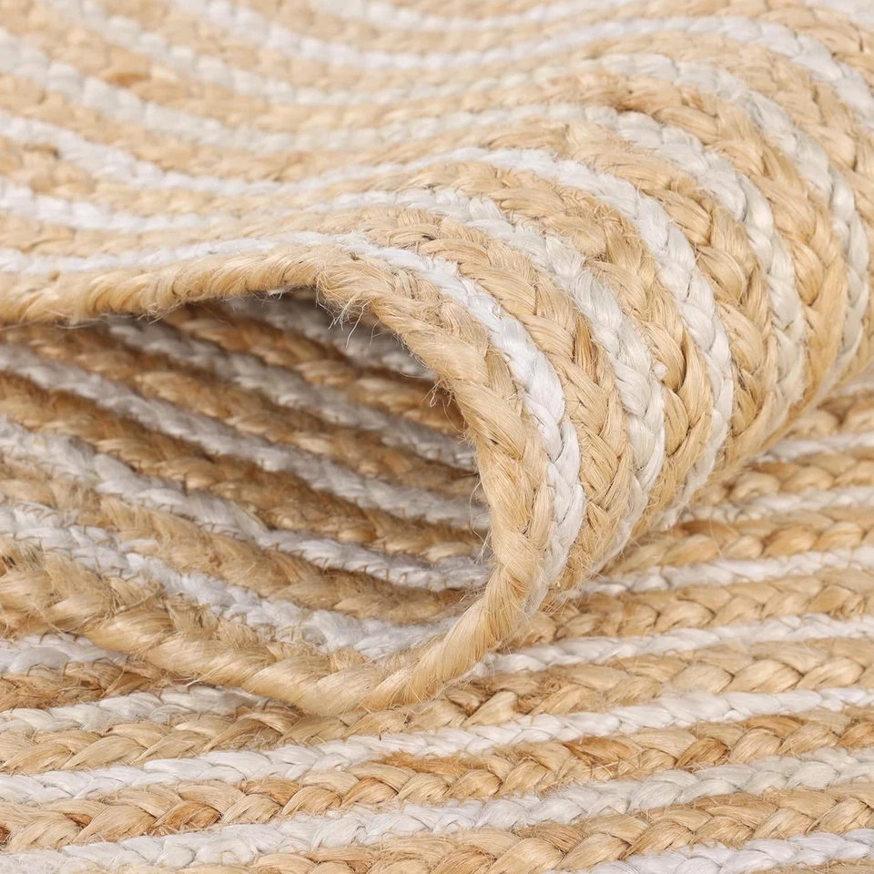 Indian Runner Rug Jute Braided Reversible Carpet Entryway Modern Area Rug - Image 3 of 4