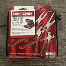 New Craftsman 945671 5-pc Mini Precision Pliers Set Soft Grip Handles Redblack