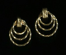 14K 1.14 Gram Solid Yellow Gold 16mm Twisted Round Circle Hoop Stud Earrings DZ