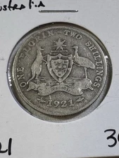 1921 Australia 1 Florin Silver Coin